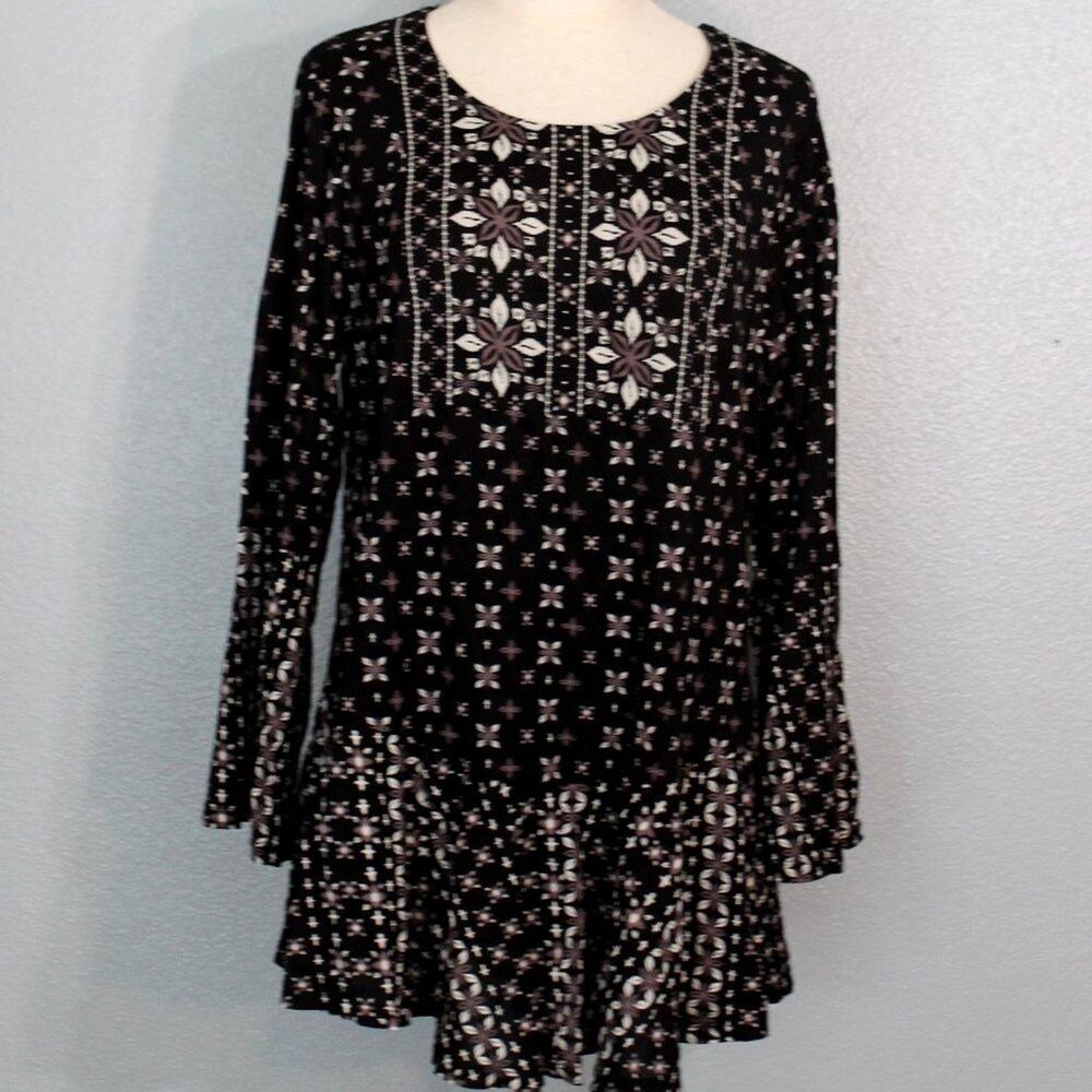 Style & Co Boho Flower Print Blouse Size OX